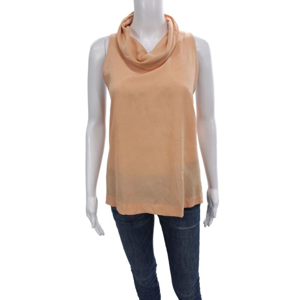 Free People Womens Boho Basic Orange Cowl Neck Sleeveless Tank Rayon Size L